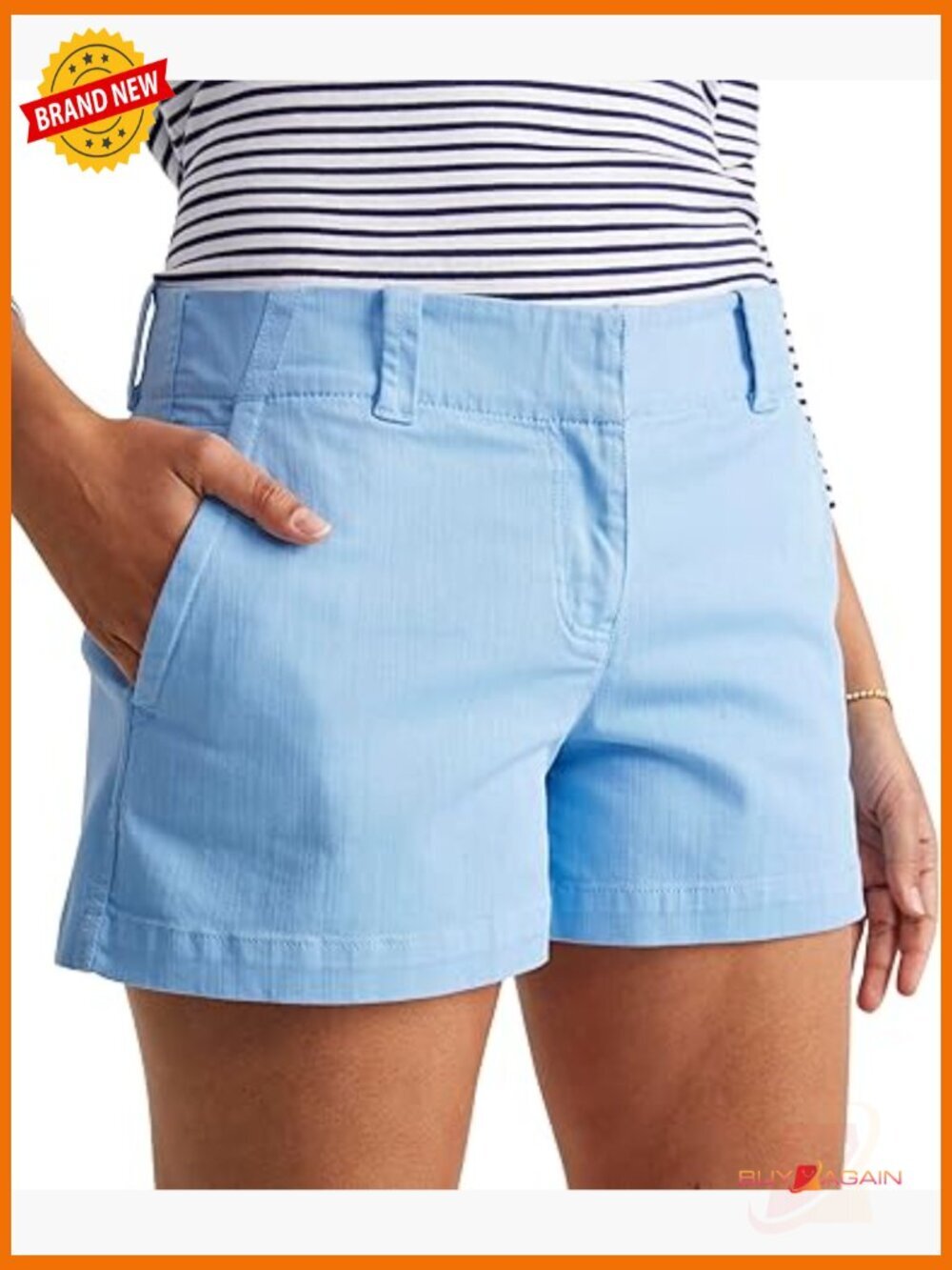 Women's Herringbone Casual Shorts with Hollywood Waistband